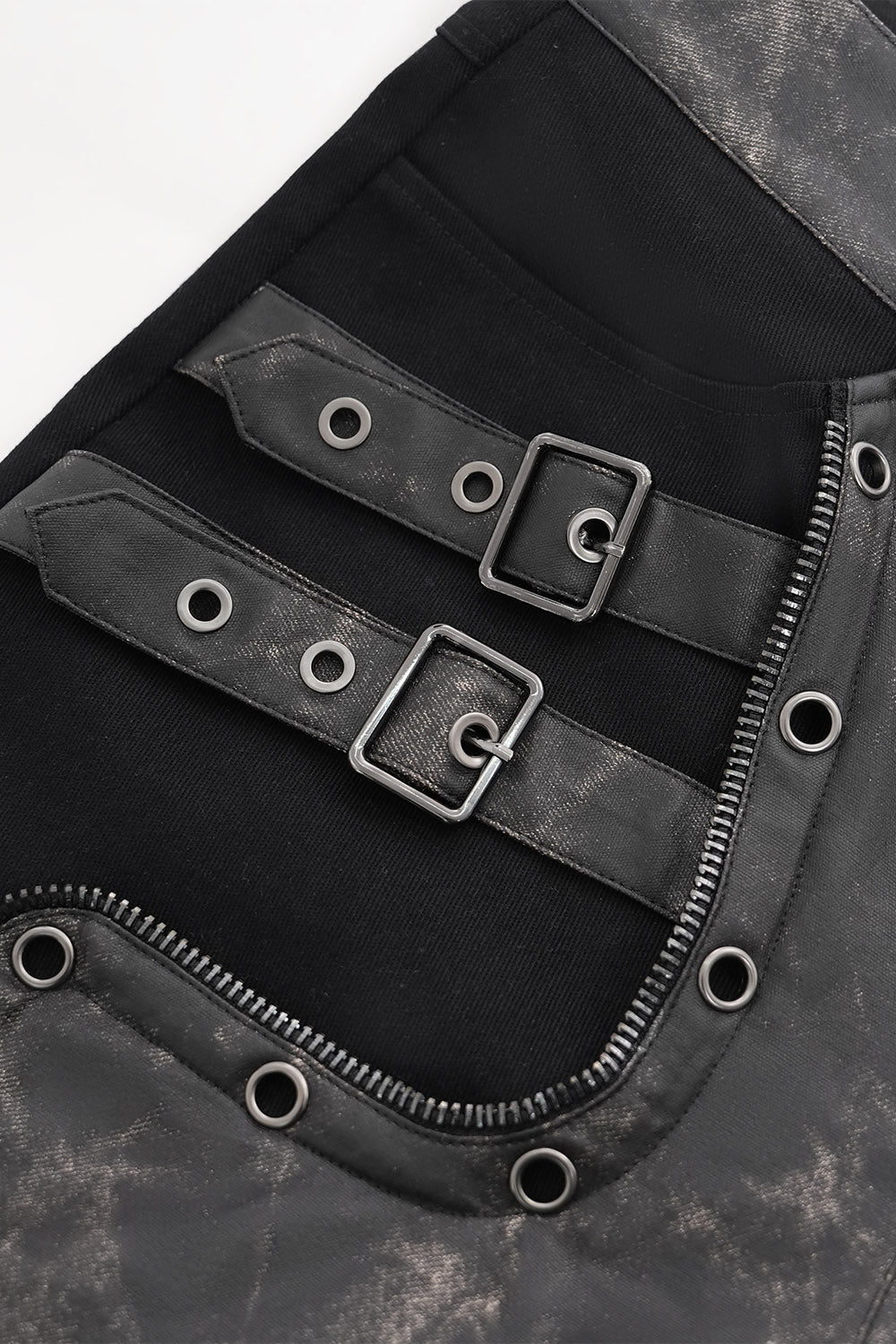 buckled vegan leather eyelet grunge goth jeans