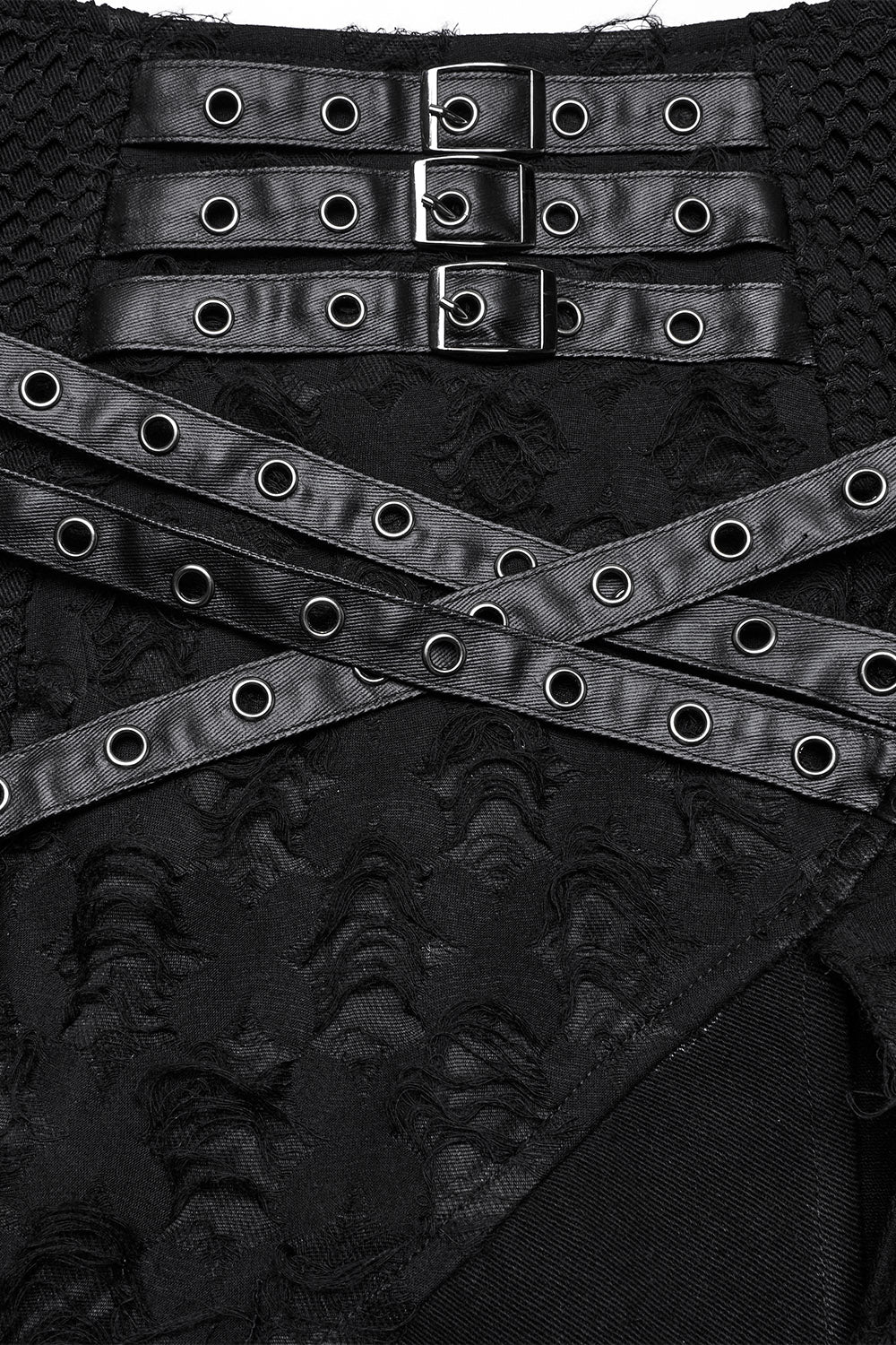 eyelet distressed grunge shredded skirt