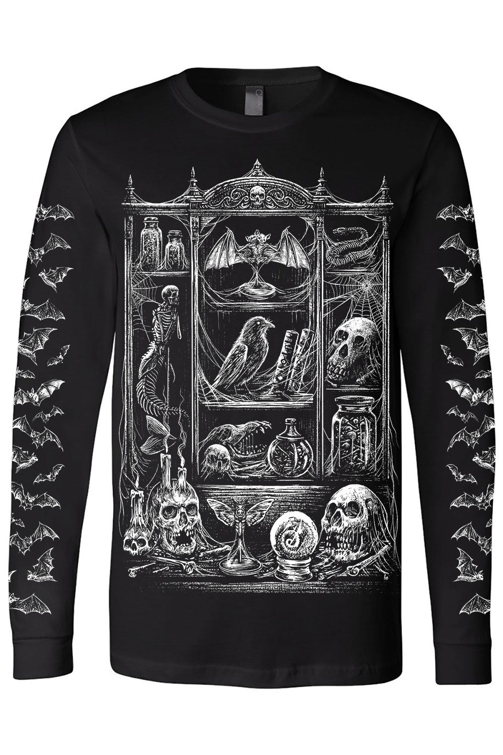taxidermy t-shirt with printed bat sleeves