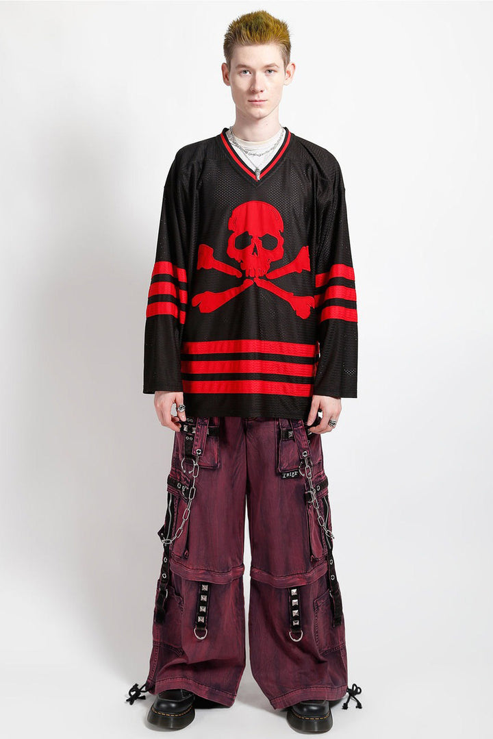 purple pink distressed wash cotton baggy fit cargo jeans by tripp NYC