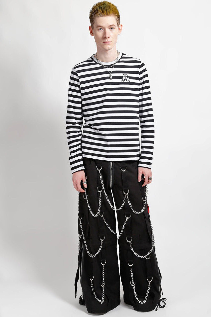 mens punk d-ring chain black cotton baggy fit tripp NYC pants