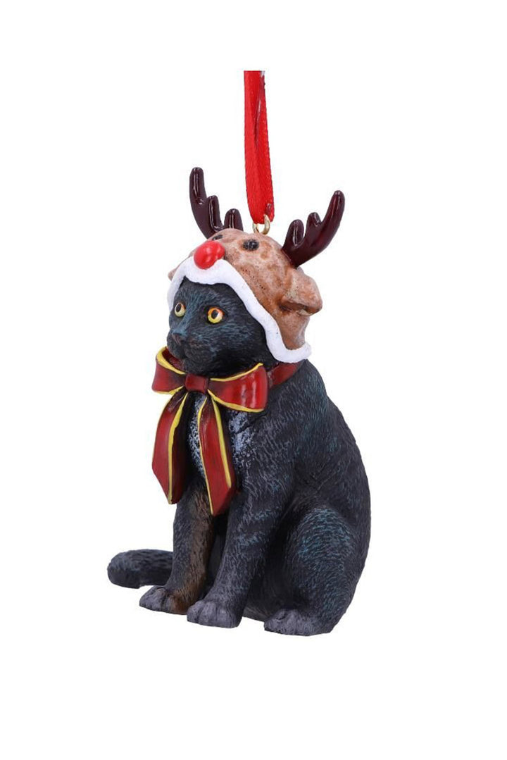 black cat xmas ornament