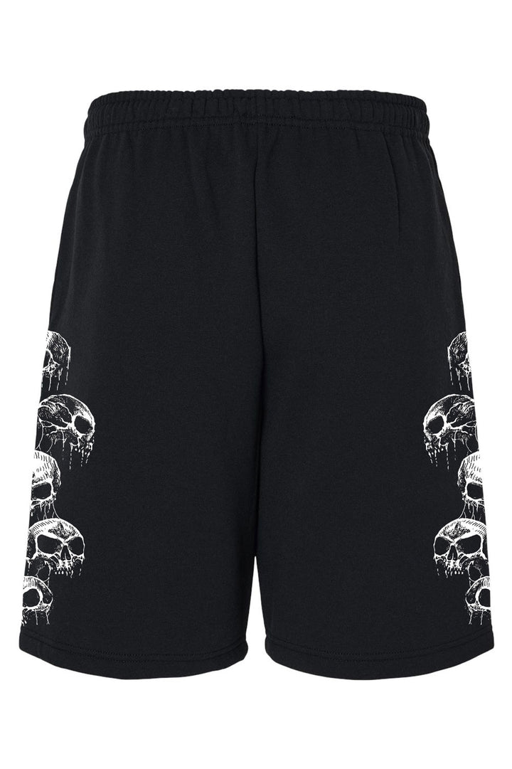 mens gothic skull jogger knee-length shorts with skulls on the sides