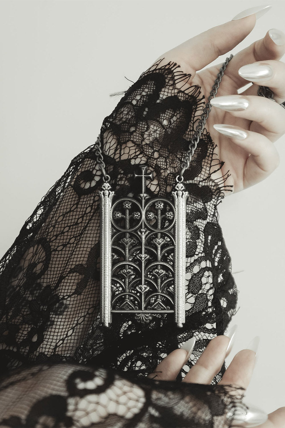 haunting beautiful ornate long gothic cathedral necklace