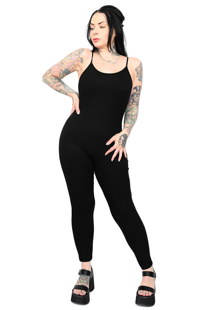 womens black cotton jumpsuit
