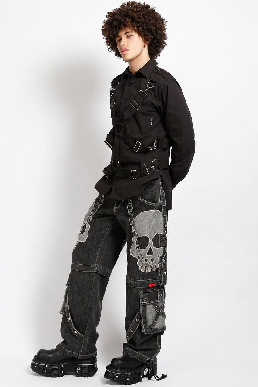 dark denim baggy pants for men