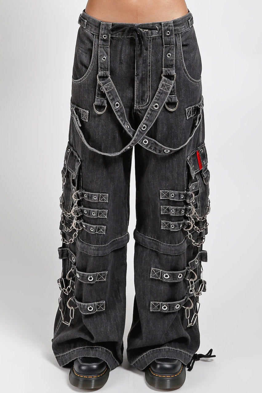 mens baggy oversized studded chain strap pants