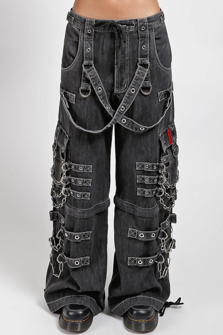 mens baggy oversized studded chain strap pants