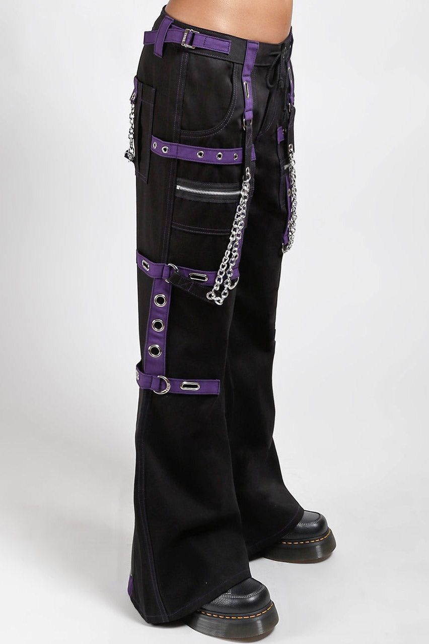 womens emo purple and black flared jeans