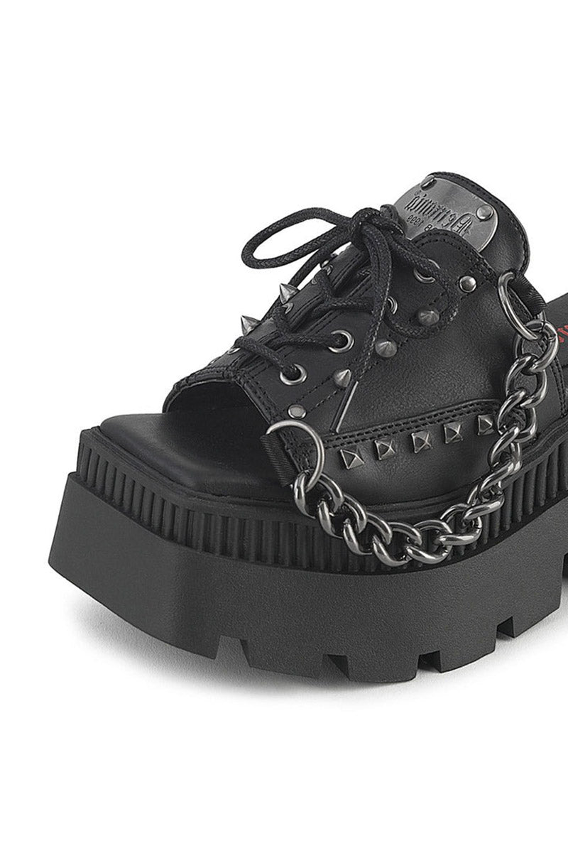 demonia vegan leather gothic spiked platform chunky sandals with chains