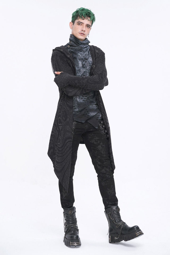 Chained Corrosion Hooded Cardigan - mens outerwear - VampireFreaks - Devil Fashion
