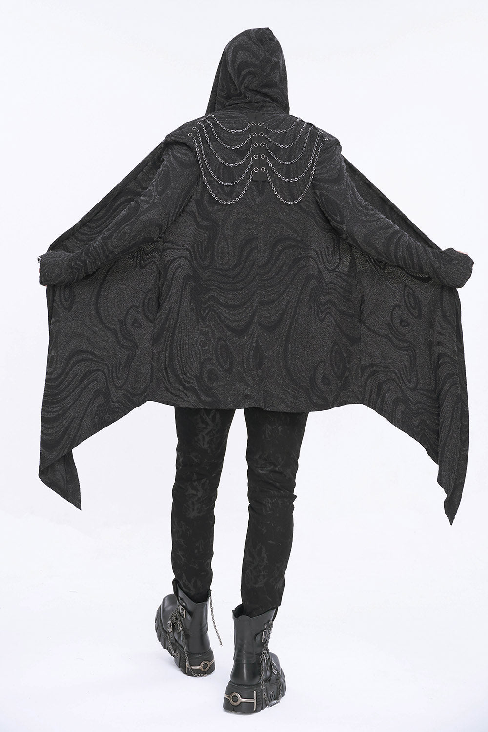 Chained Corrosion Hooded Cardigan - mens outerwear - VampireFreaks - Devil Fashion