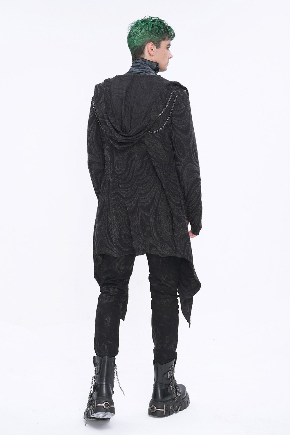 Chained Corrosion Hooded Cardigan - mens outerwear - VampireFreaks - Devil Fashion