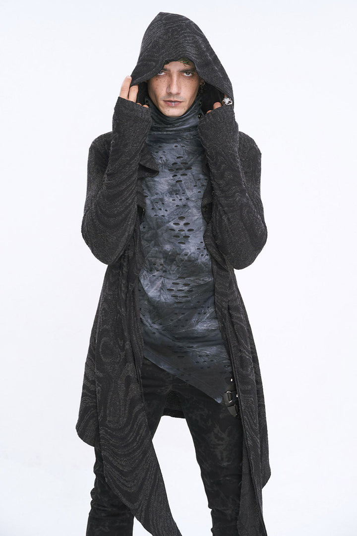 Chained Corrosion Hooded Cardigan - mens outerwear - VampireFreaks - Devil Fashion