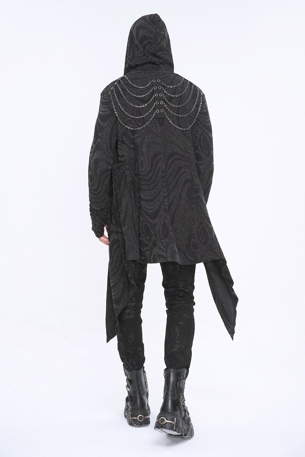 Chained Corrosion Hooded Cardigan - mens outerwear - VampireFreaks - Devil Fashion