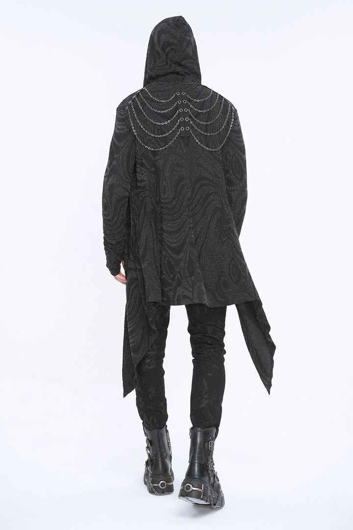 Chained Corrosion Hooded Cardigan - mens outerwear - VampireFreaks - Devil Fashion