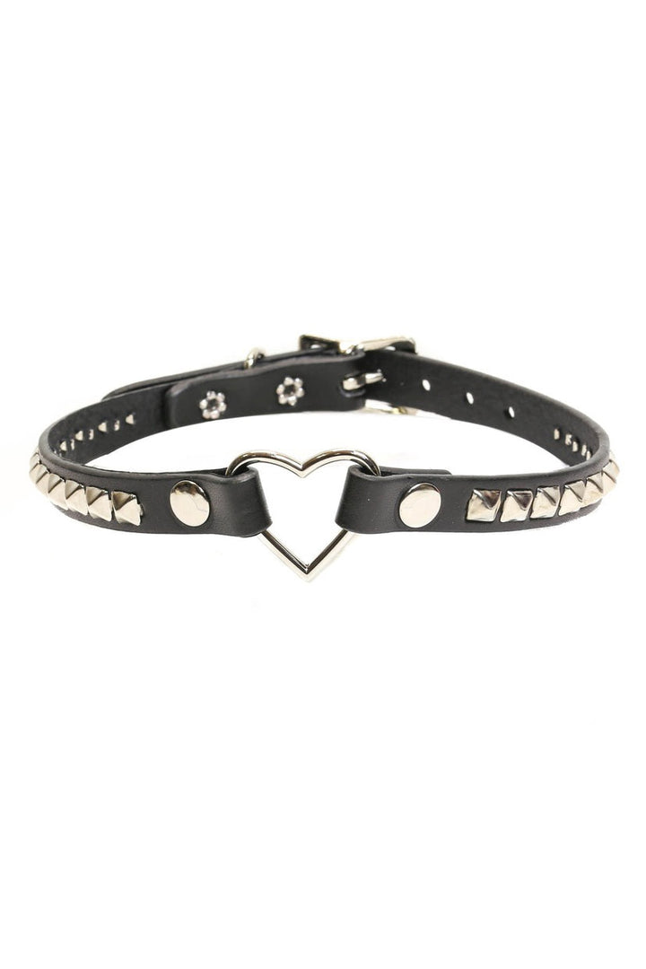pyramid stud heart choker collar