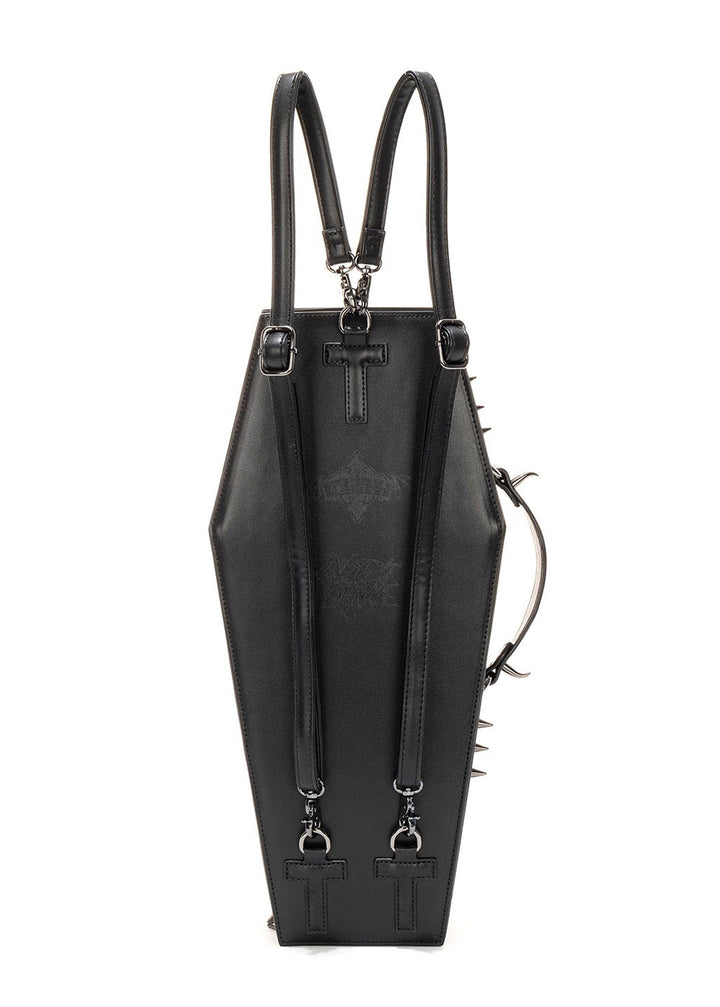 spooky black coffin backpack