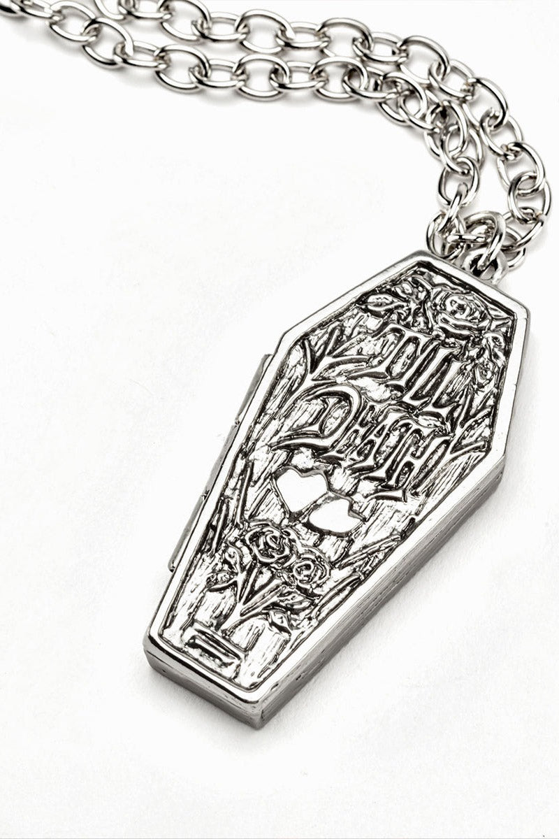skeletons in a coffin necklace