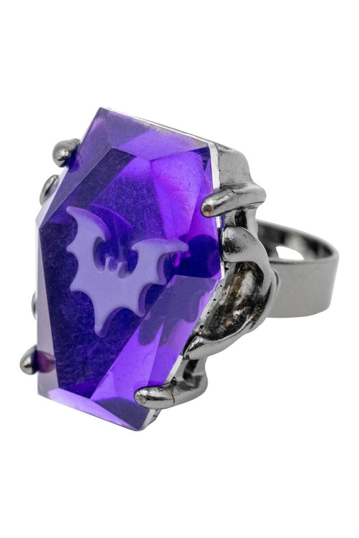 coffin shaped purple ring