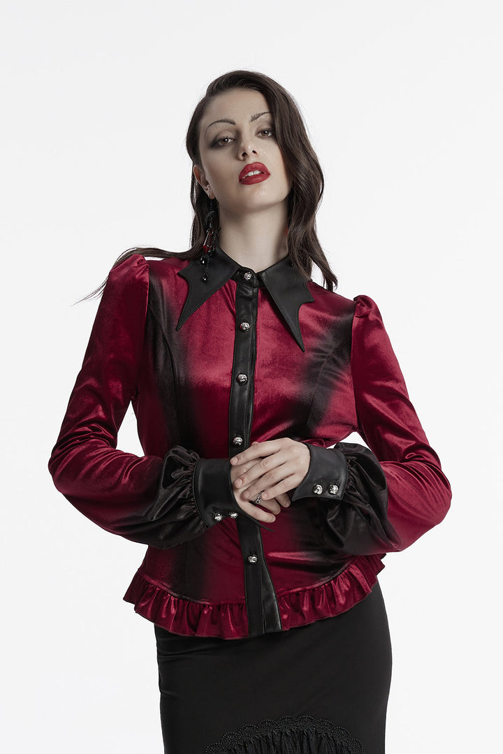 batwing collar long sleeve shirt by punk rave