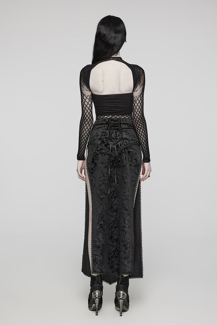 gothic high waisted skirt with two side leg slits
