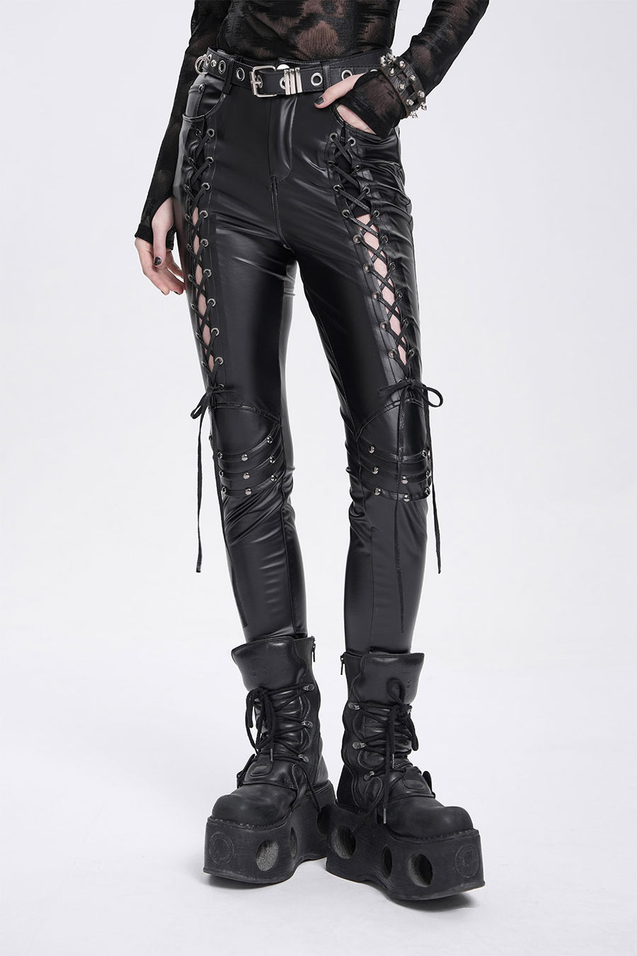 womens faux leather skinny jeans