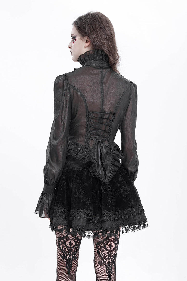 ruffled collar corset blouse