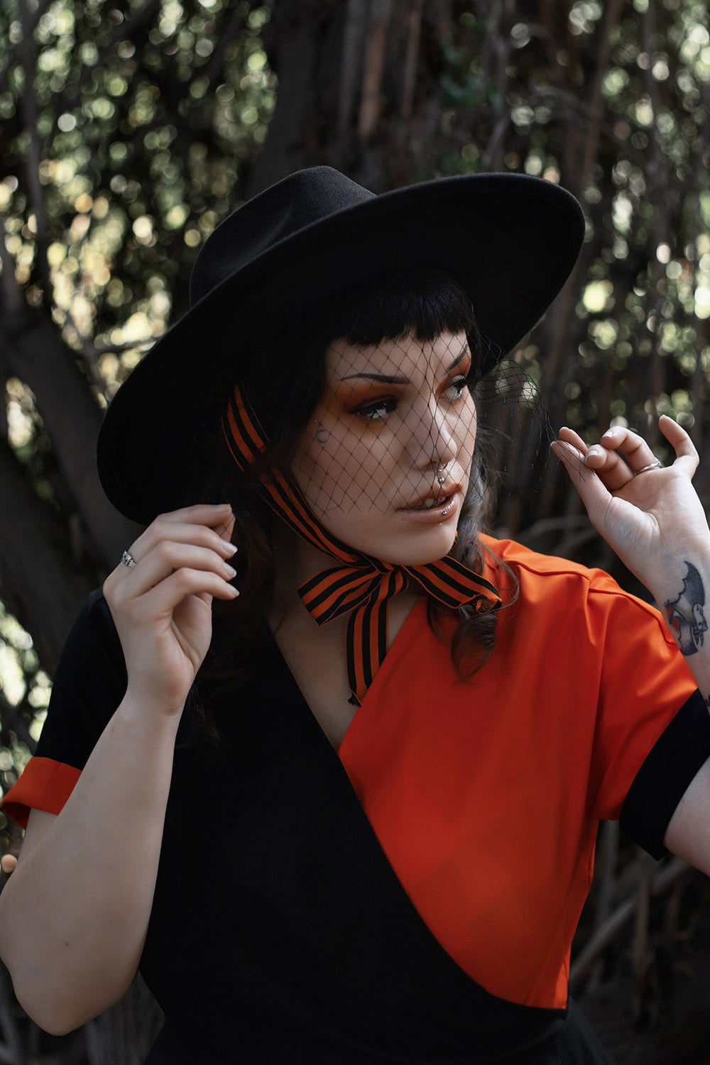 Orange Nightmare Veiled Hat