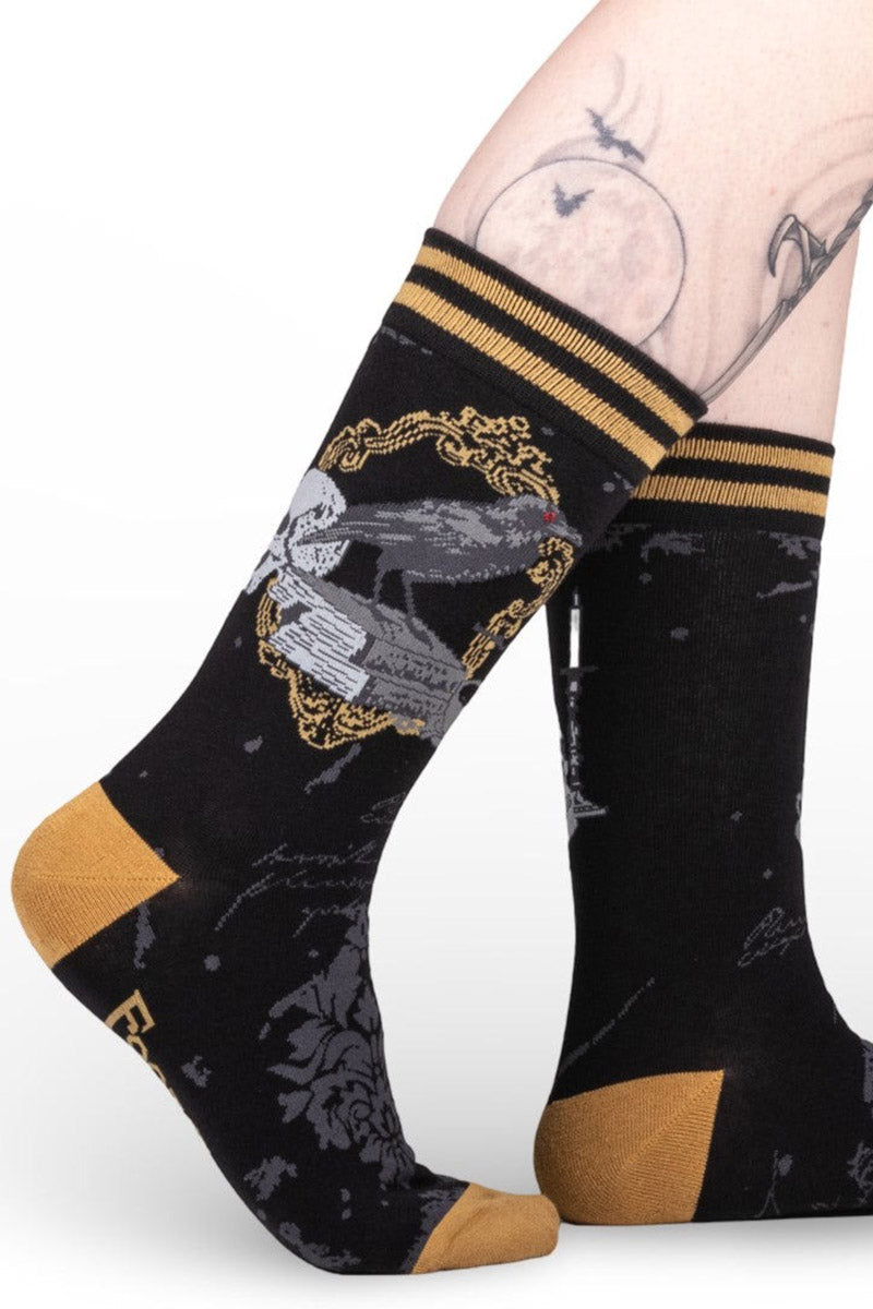 gothic crow knitted socks
