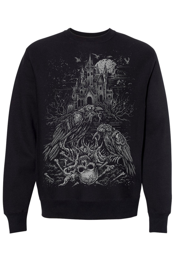 mens black gothic crow skeleton sweater