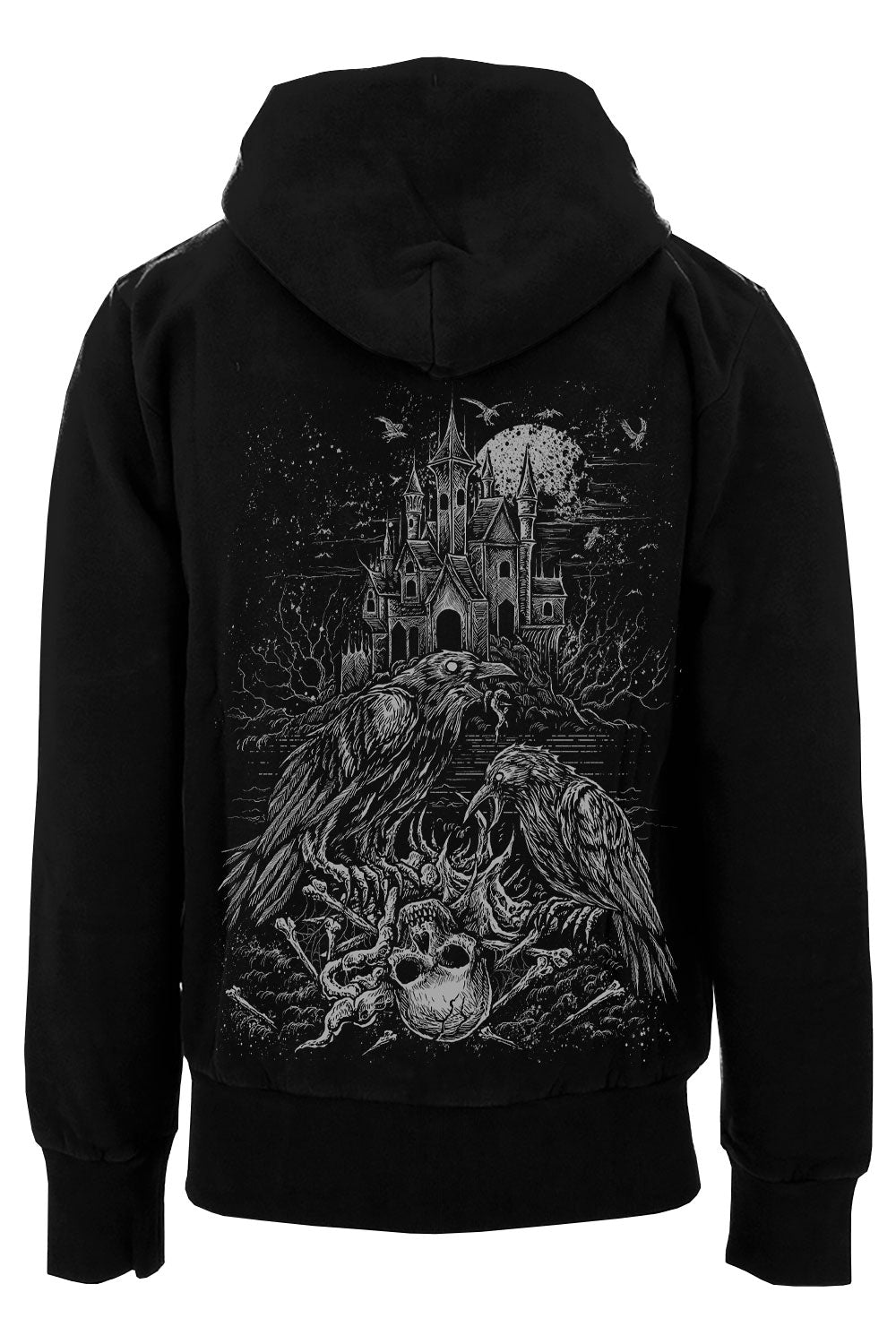 gothic hoodie with castle and crows