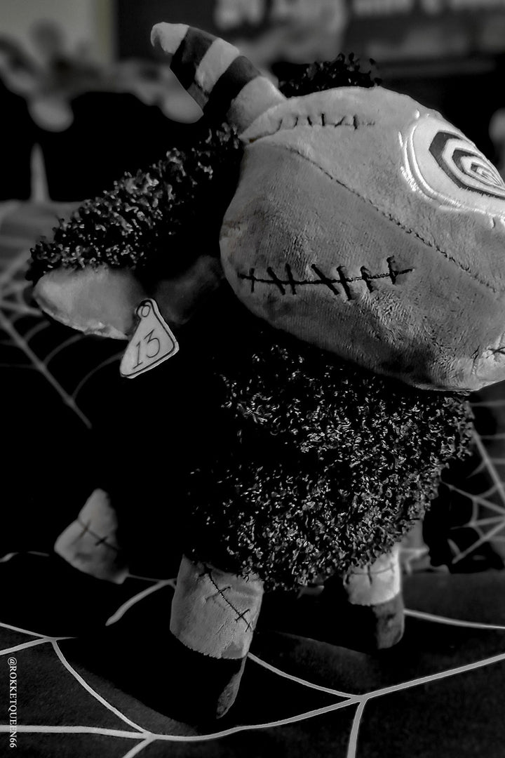 creepy cute gothic black lamb plush toy