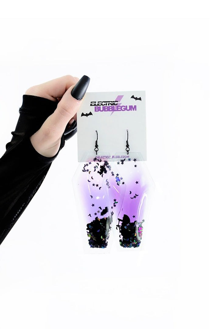 Liquid Glitter Coffin Earrings - Spell On You