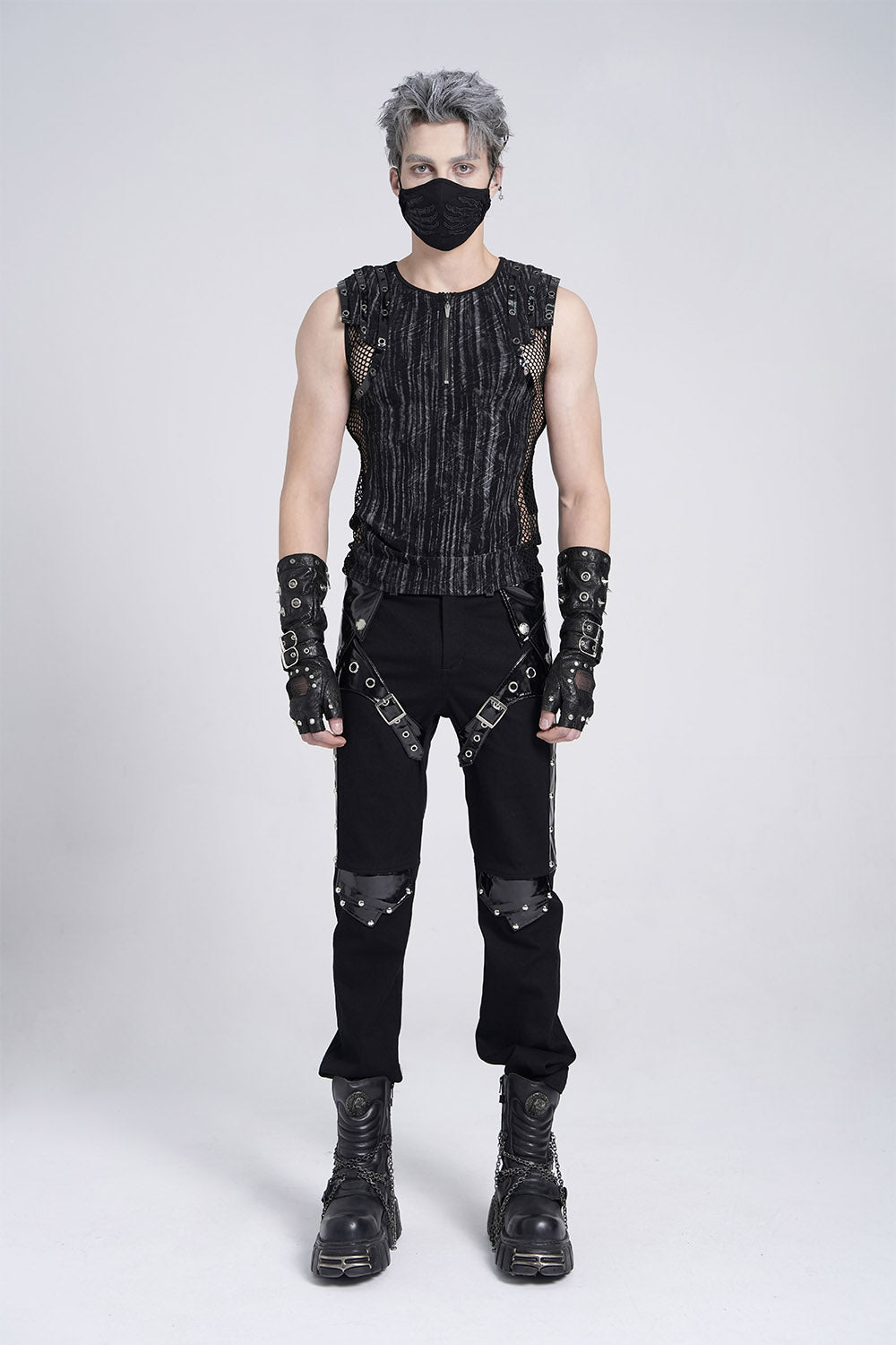 mens gothic fishnet tank top