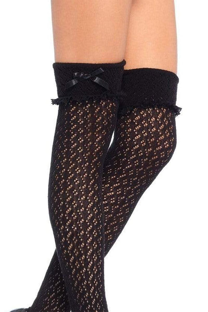 Dark Cottagecore Crochet Thigh Highs - socks & stockings - VampireFreaks - Leg Avenue