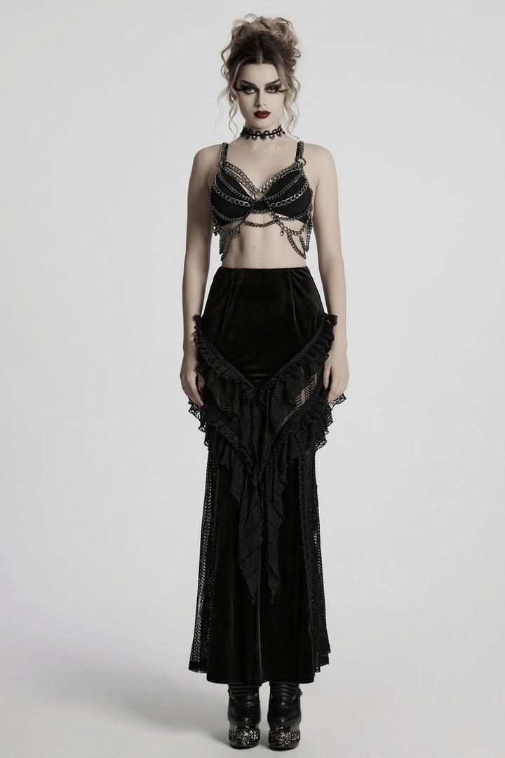 womens velvet high waisted gothic skirt