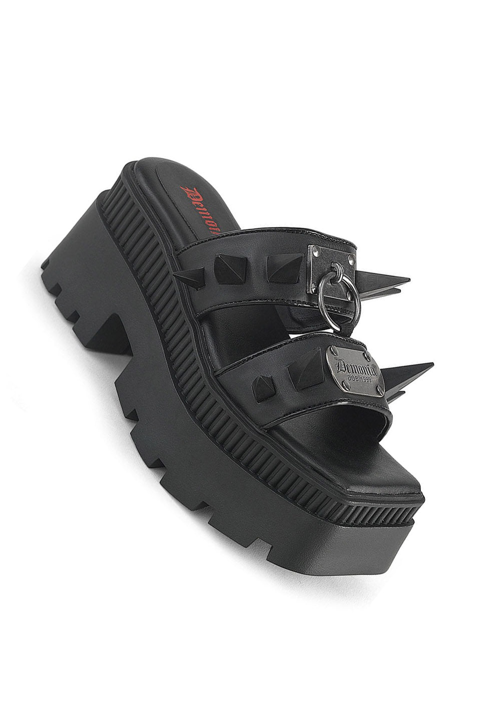 vegan leather claw spiked o ring demonia sandals for women