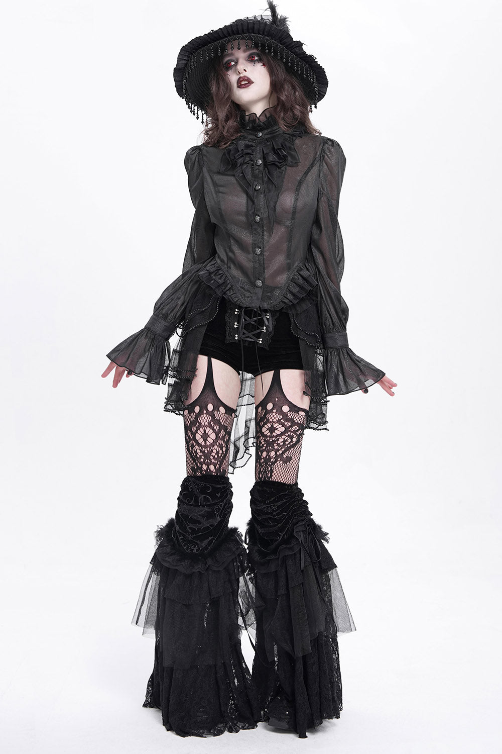 black gothic long sleeve vampire top