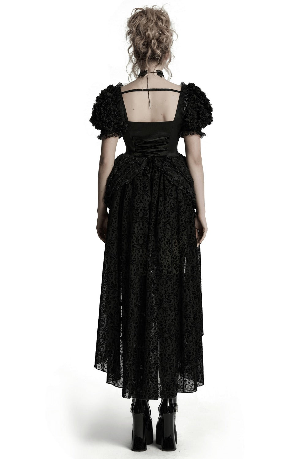black rose corset lace up dress