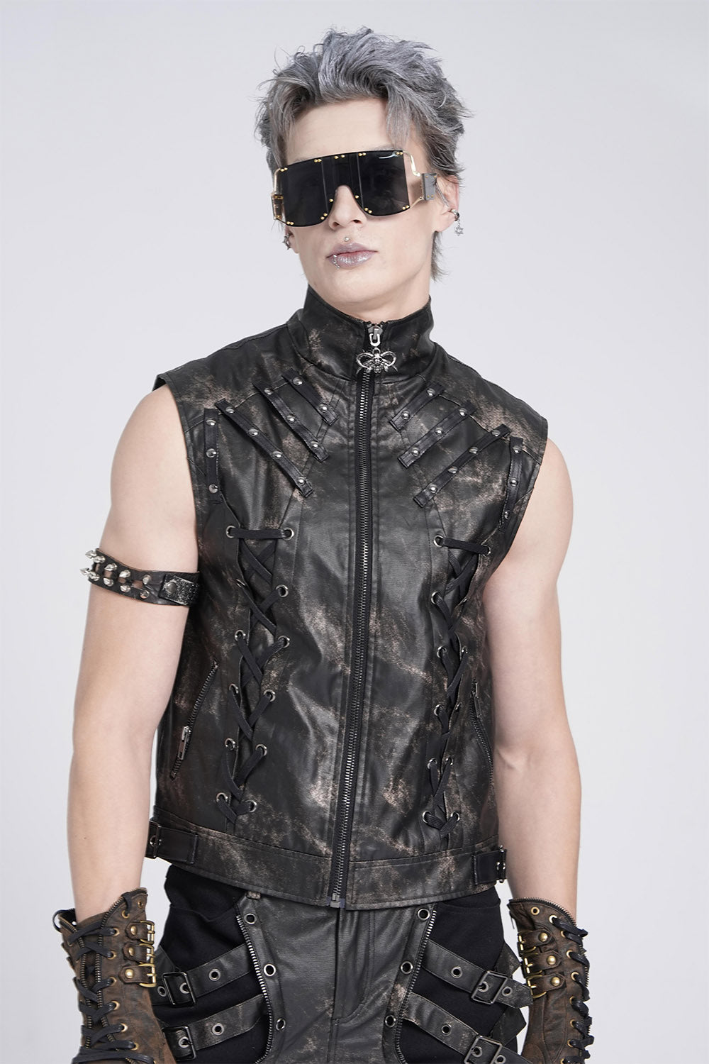 mens lace-up gothic waistcoat