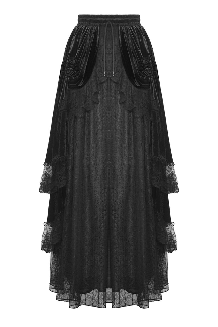 Draped Velvet Haute Goth Maxi Skirt - skirts - VampireFreaks - Dark In Love