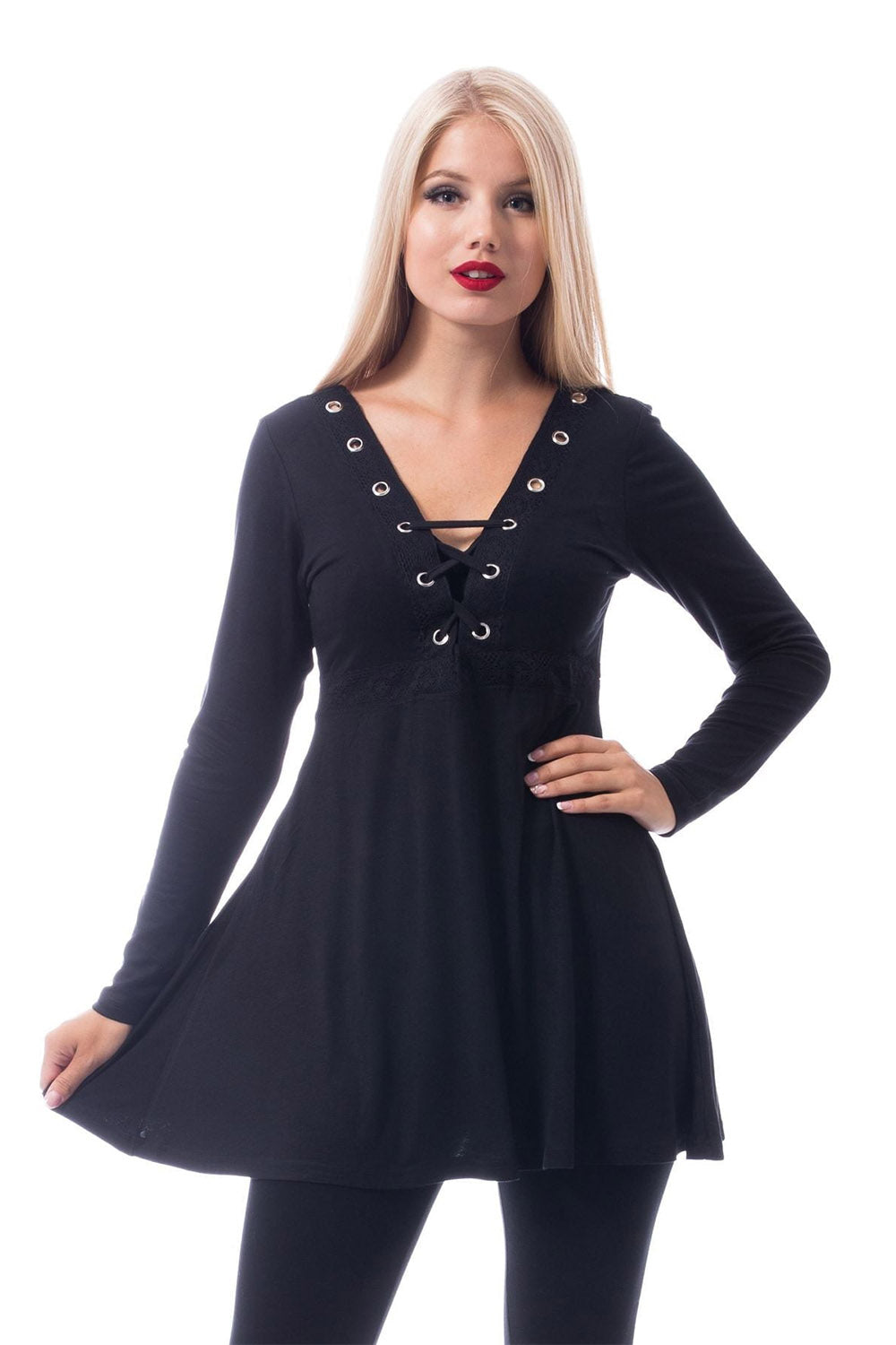 womens black long sleeve gothic shirt