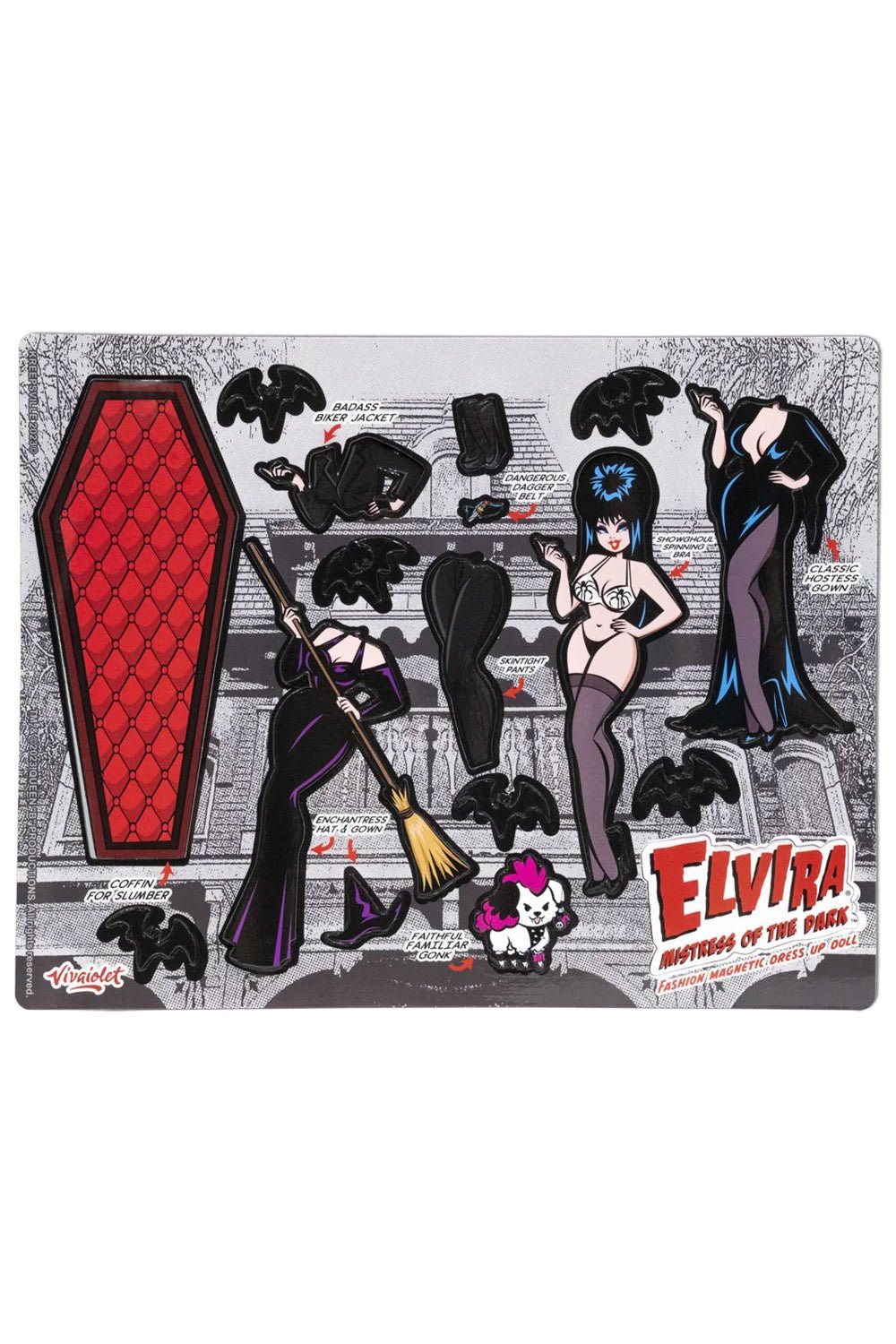 Elvira Mistress Of The Dark Coffin Dress Up Magnet Set – VampireFreaks