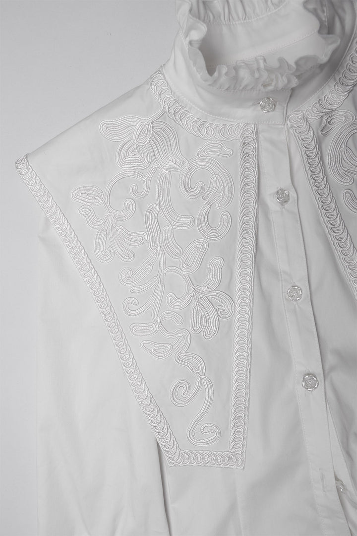 ruffled collar long sleeve witchy top