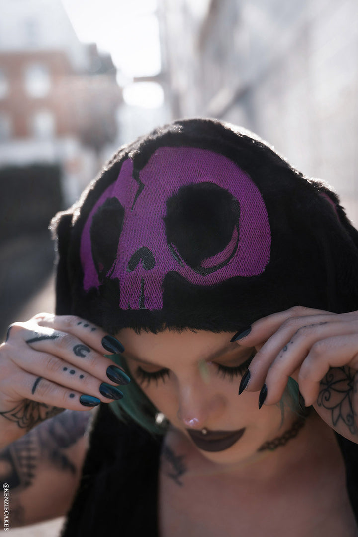 embroidered skeleton bunny rabbit hat