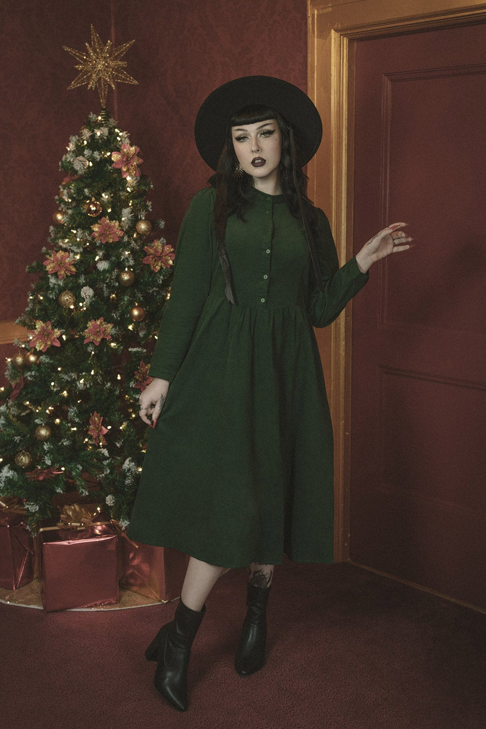 corduroy goth dress