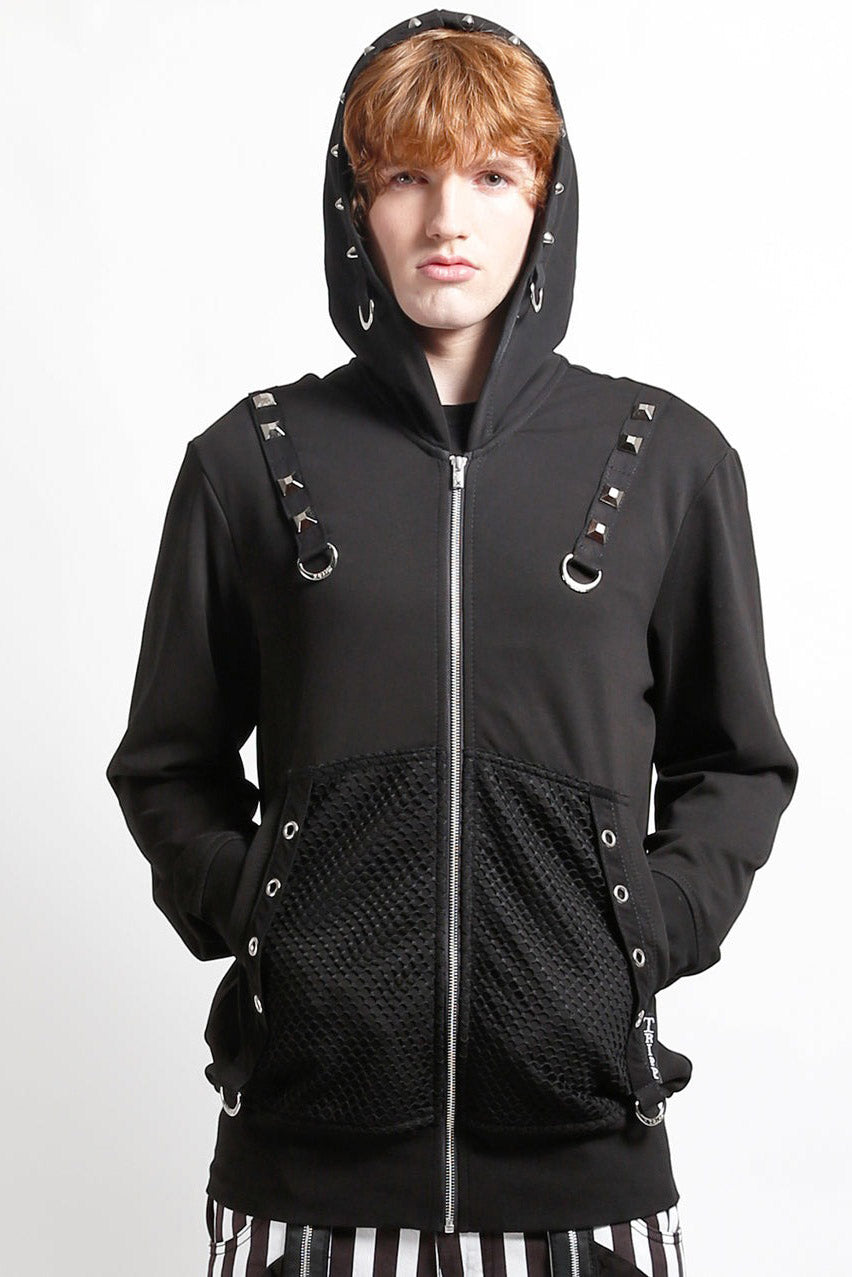 d-ring spiked and studded hoodie