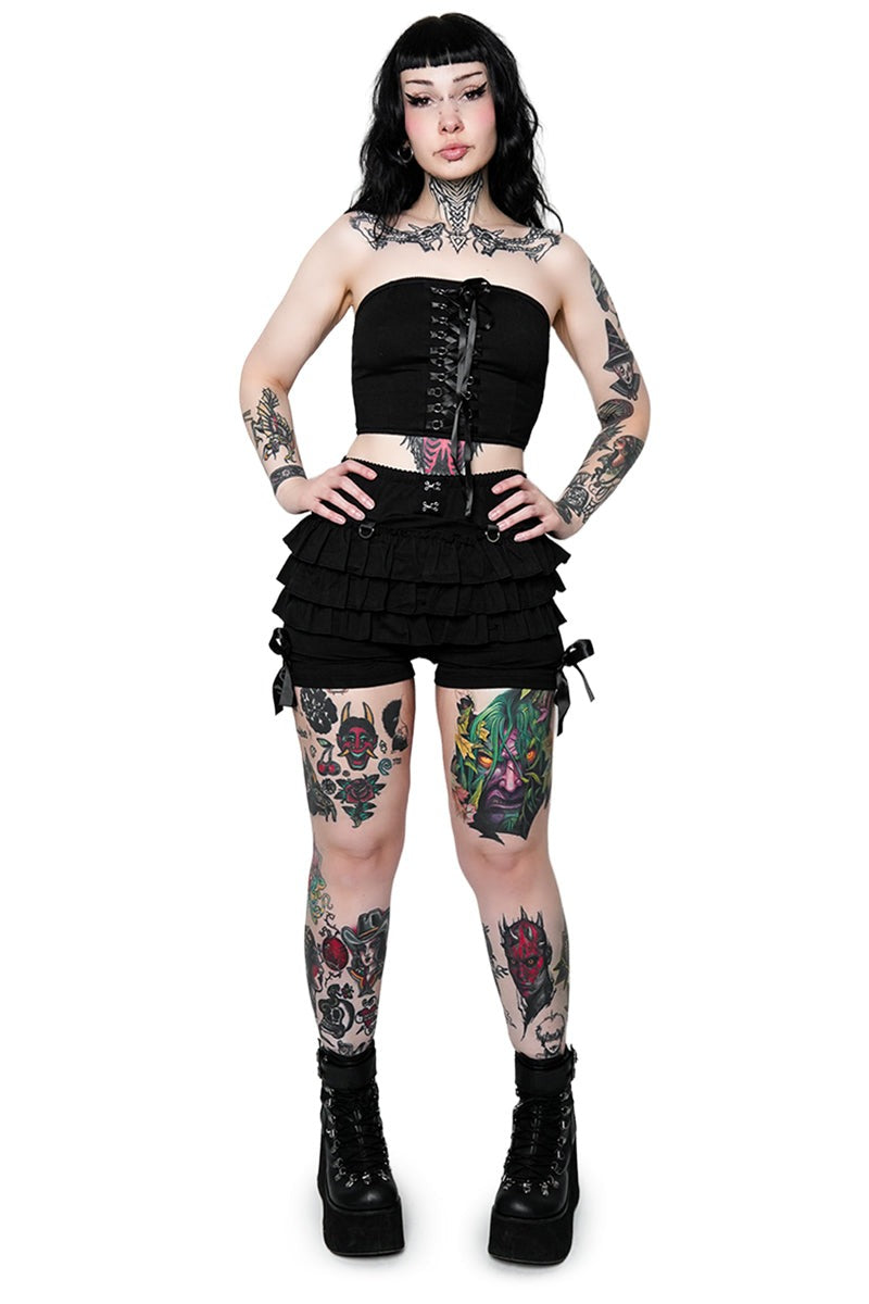 strapless goth crop top