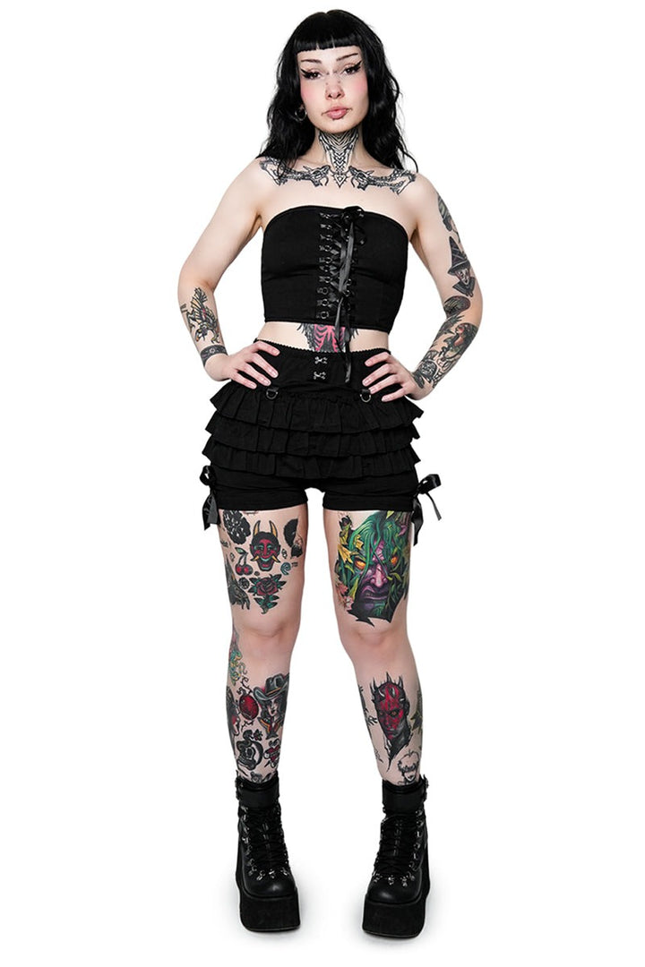 strapless goth crop top